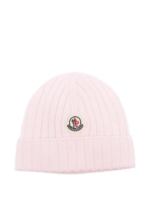 Moncler Enfant logo-patch ribbed beanie hat