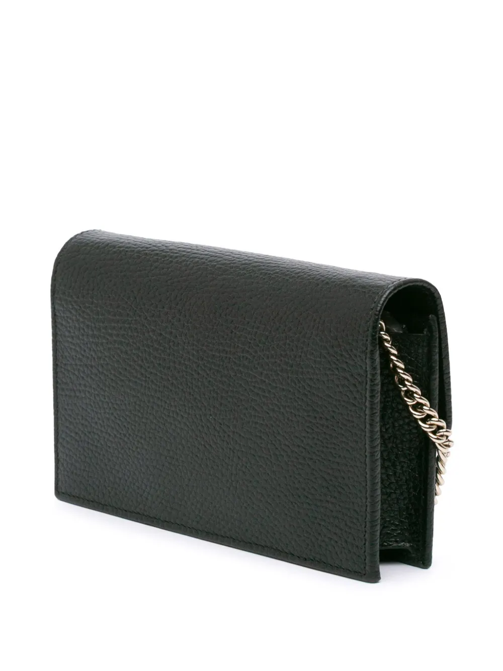 Pre-owned Gucci 2016-2025 Interlocking G Dollar Calfskin Wallet On Chain Crossbody Bag In Black