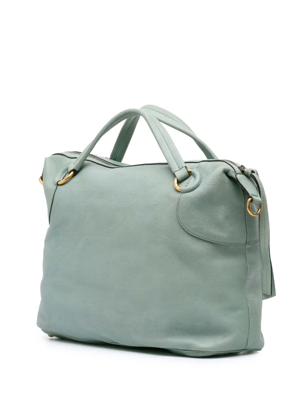 Pre-owned Gucci 2016-2025 Leather Twill Satchel In Blue