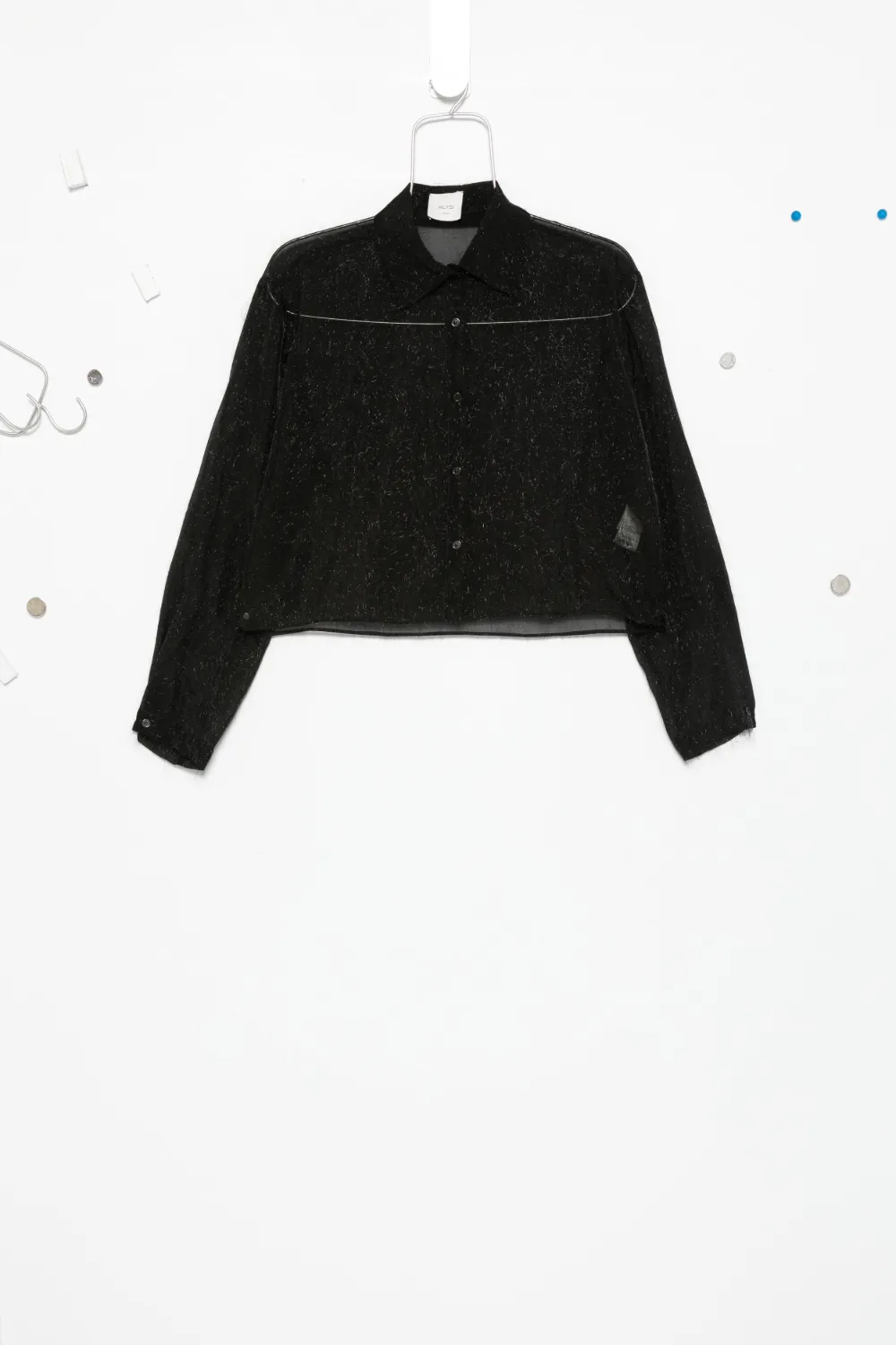 Alysi glitter-detail collared shirt Zwart