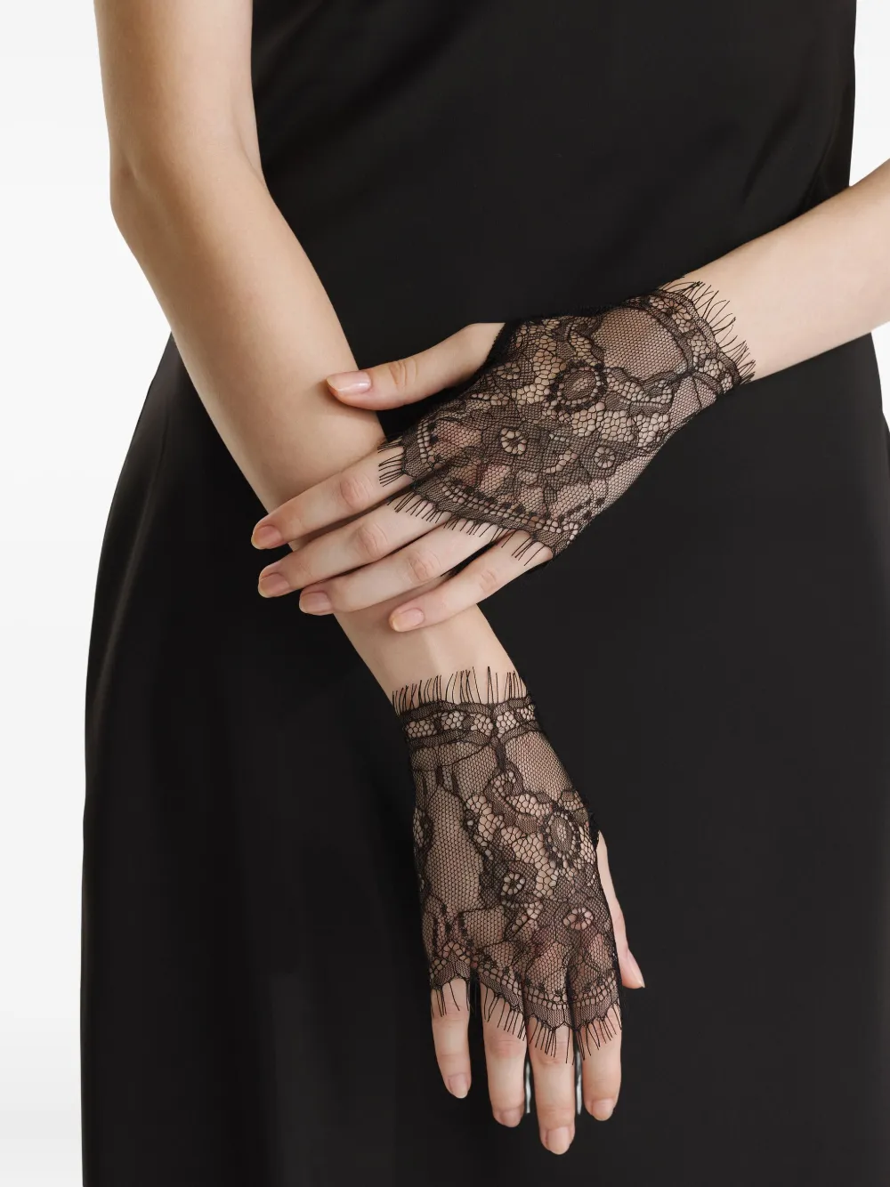 2310 STUDIO lace fingerless gloves - Zwart