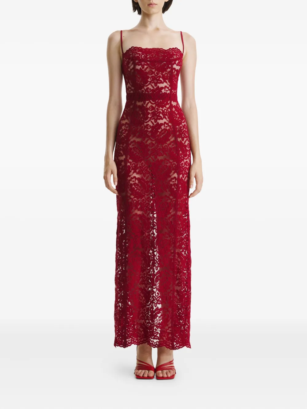 2310 STUDIO lace-panelled maxi dress Rood