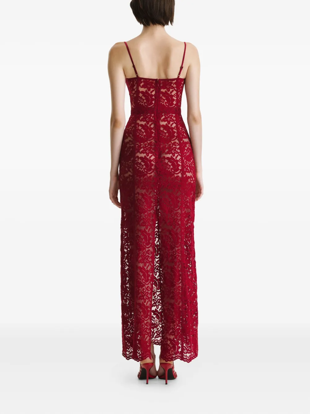 2310 STUDIO Maxi-jurk met kant Rood