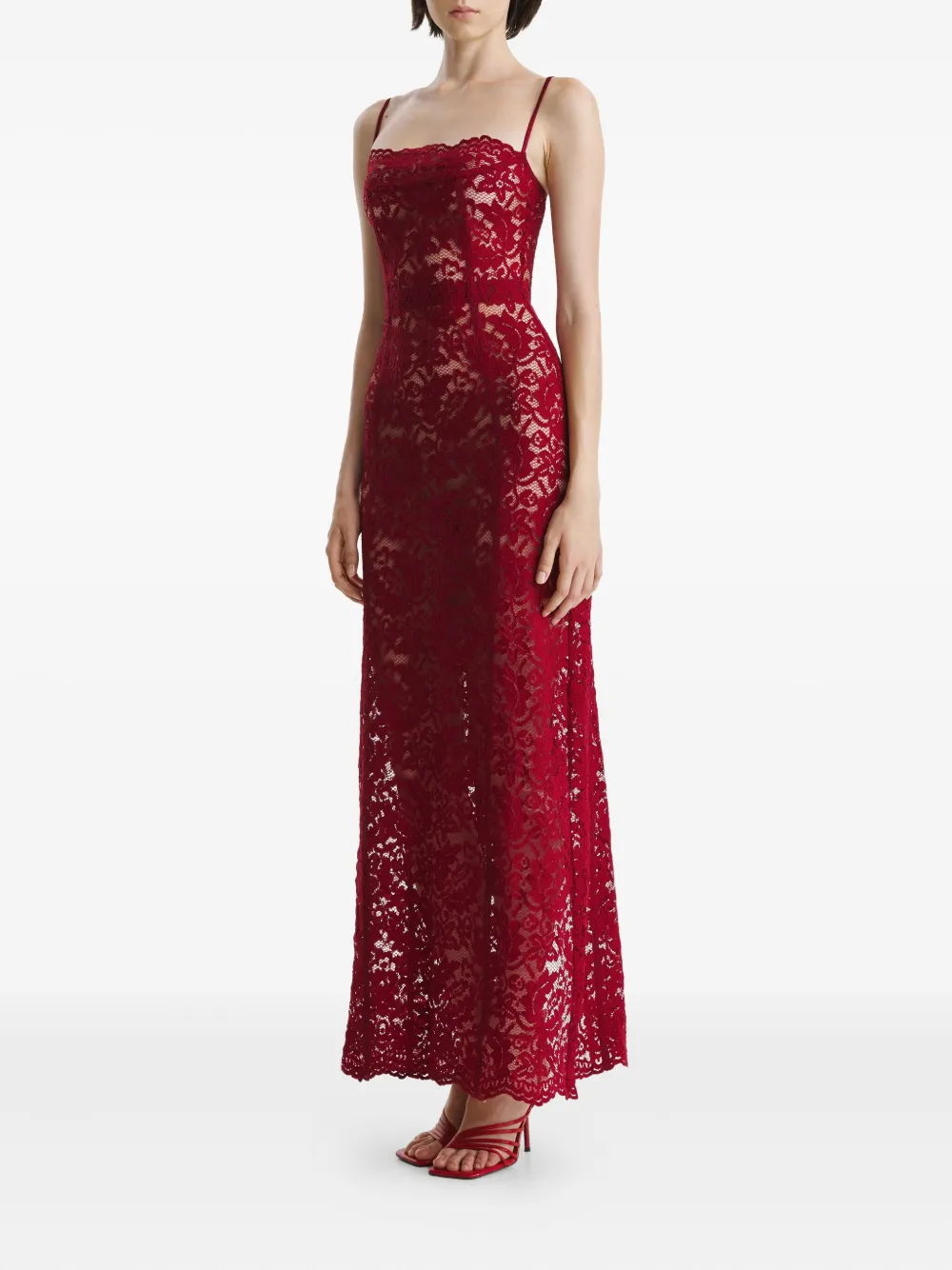 2310 STUDIO Maxi-jurk met kant Rood