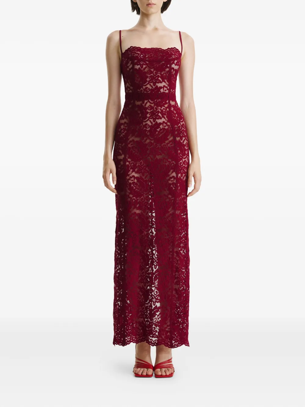2310 STUDIO lace-panelled maxi dress | Red | Image 1