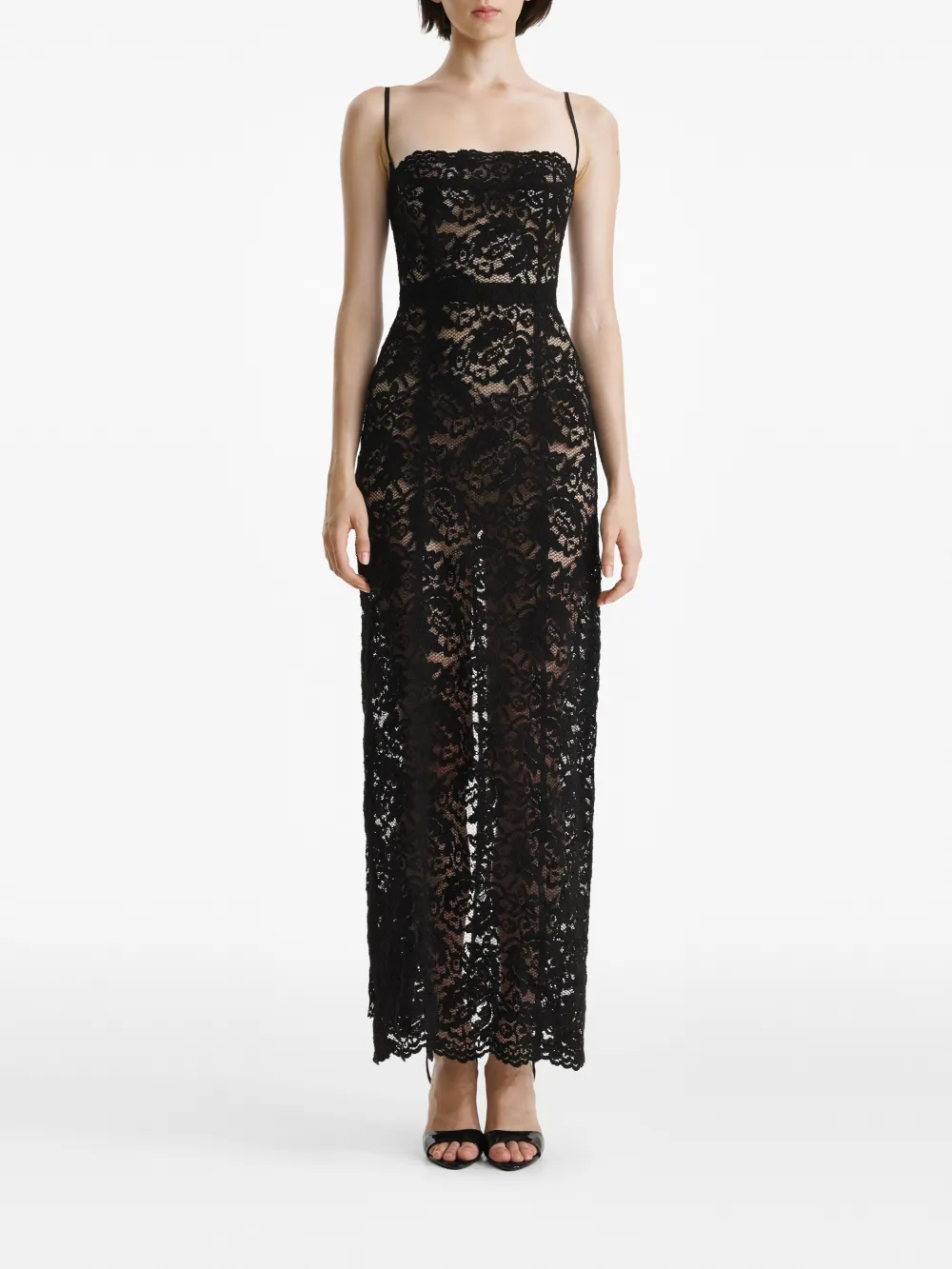 2310 Studio Lace-insert Sleeveless Maxi Dress In Black