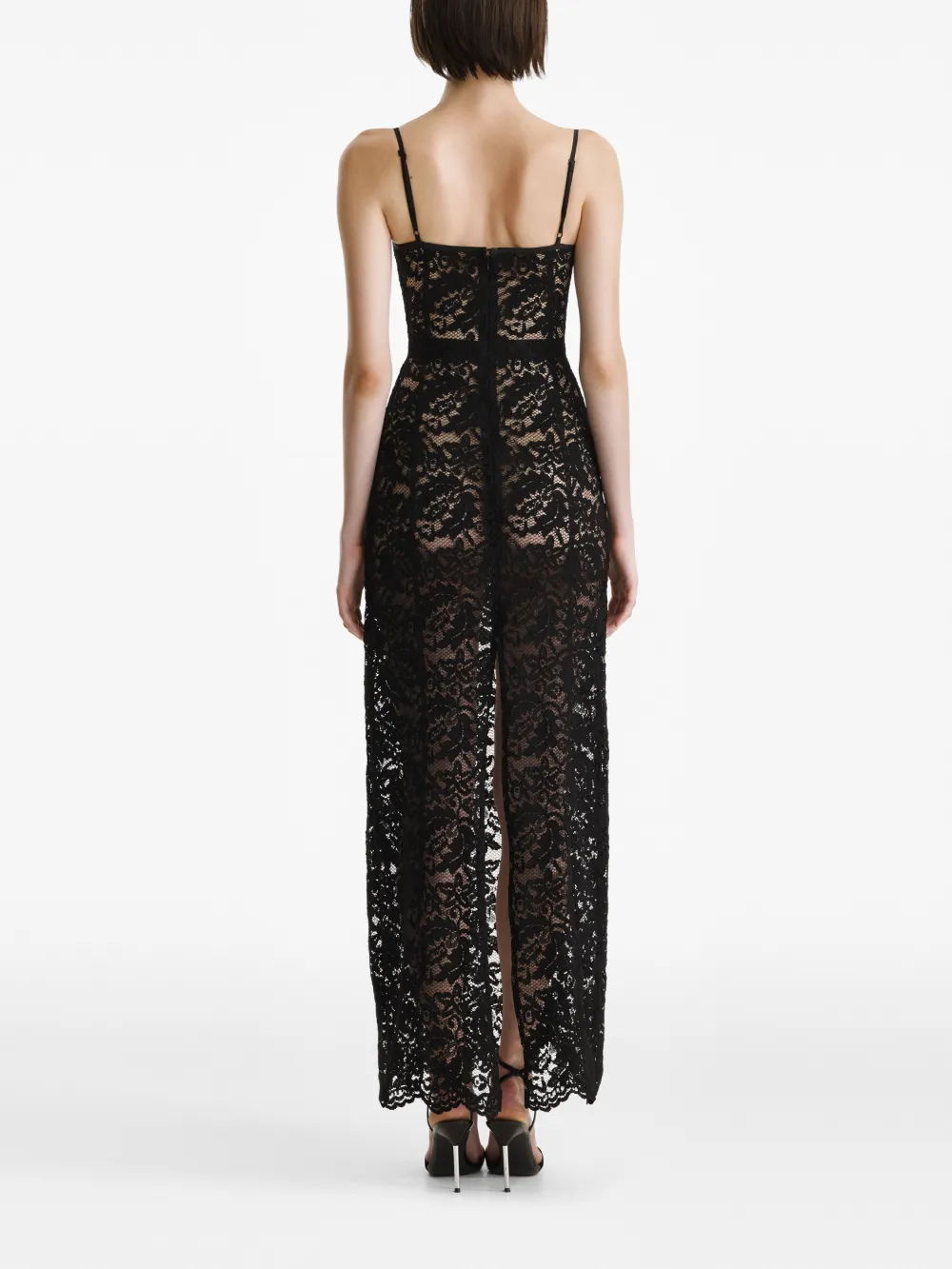 2310 Studio Lace-insert Sleeveless Maxi Dress In Black