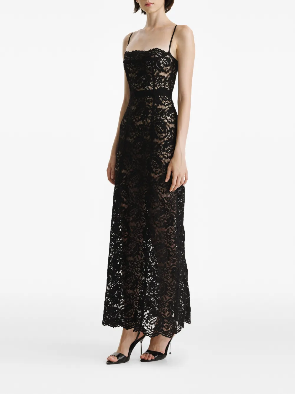 2310 Studio Lace-insert Sleeveless Maxi Dress In Black