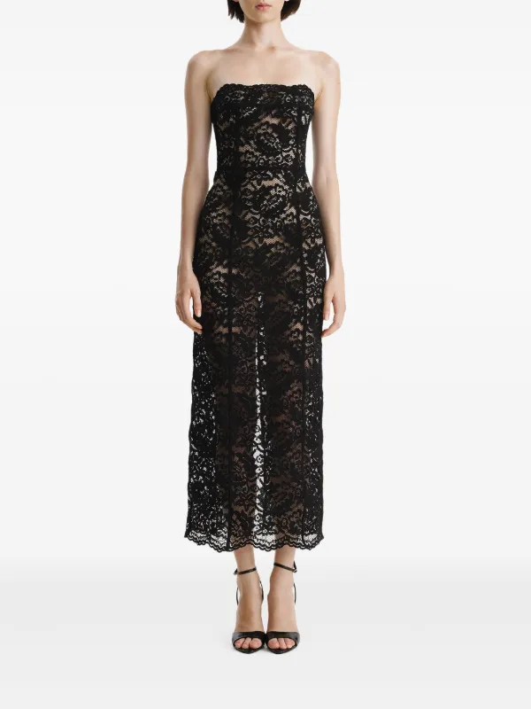 2310 STUDIO lace-up Lace Midi Dress | Black | FARFETCH AE