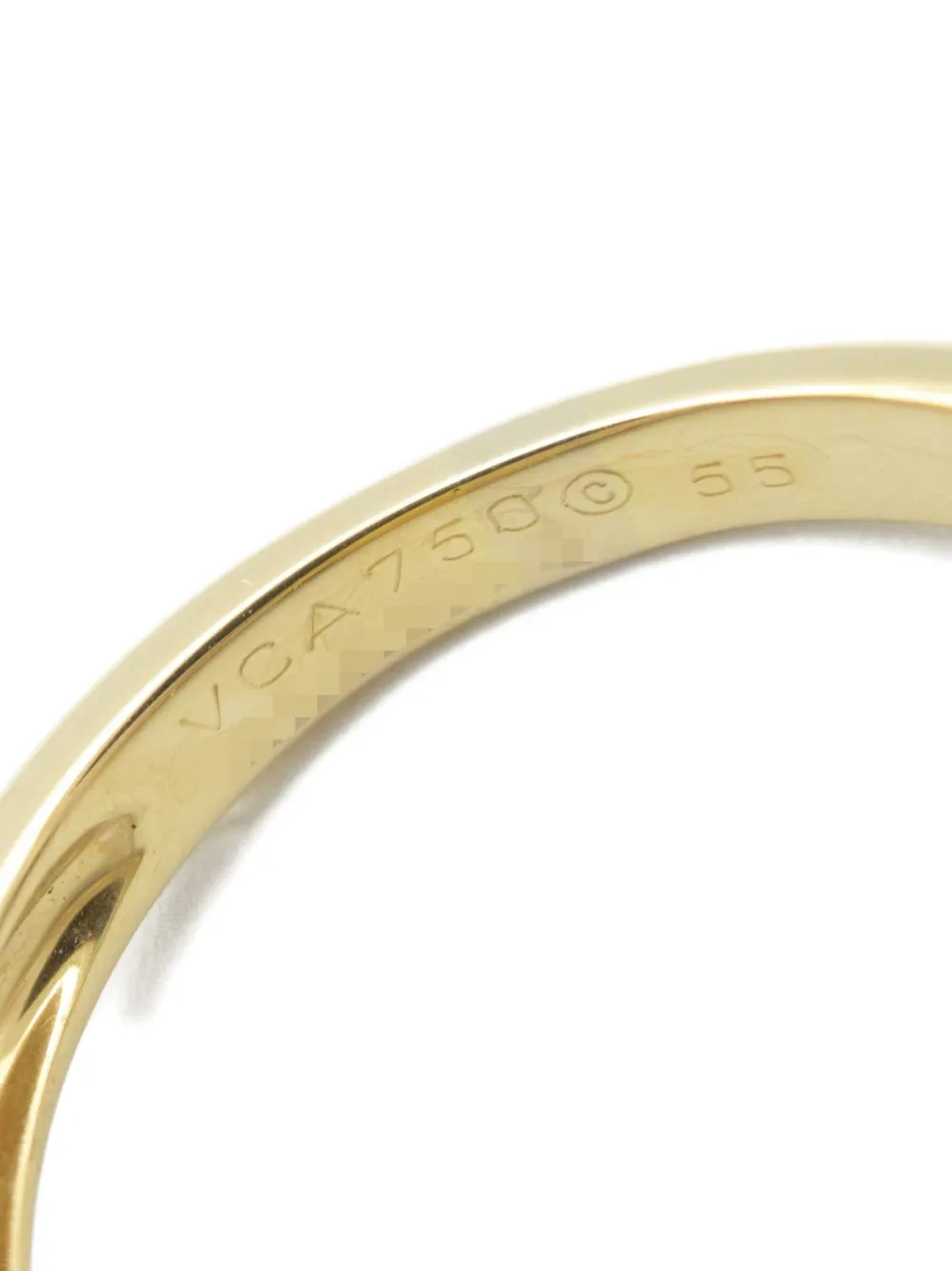Pre-owned Van Cleef & Arpels 2010s 18k Yellow Gold Alhambra Mother Of Pearl And Diamond Ring