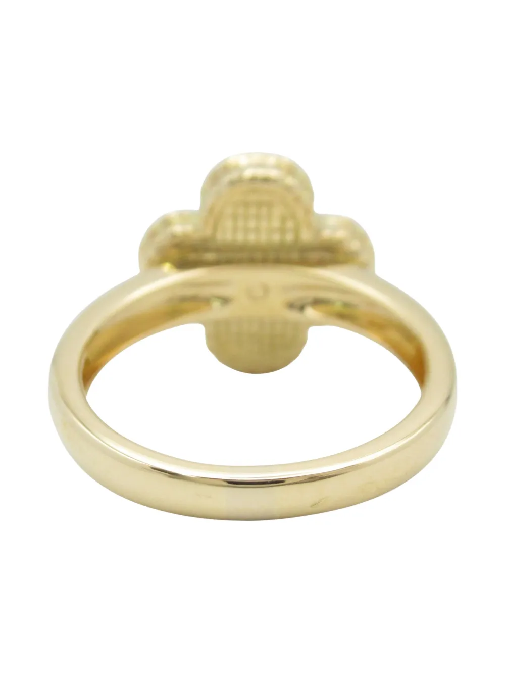 Pre-owned Van Cleef & Arpels 2010s 18k Yellow Gold Alhambra Mother Of Pearl And Diamond Ring