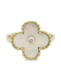 Van Cleef & Arpels 2010s 18K yellow gold Alhambra mother of pearl and diamond ring