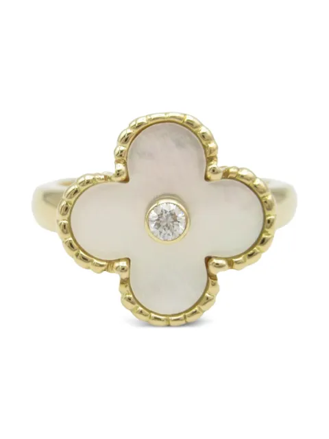 Van Cleef & Arpels Pre-Owned 2010s 18K yellow gold Alhambra mother of pearl and diamond ring