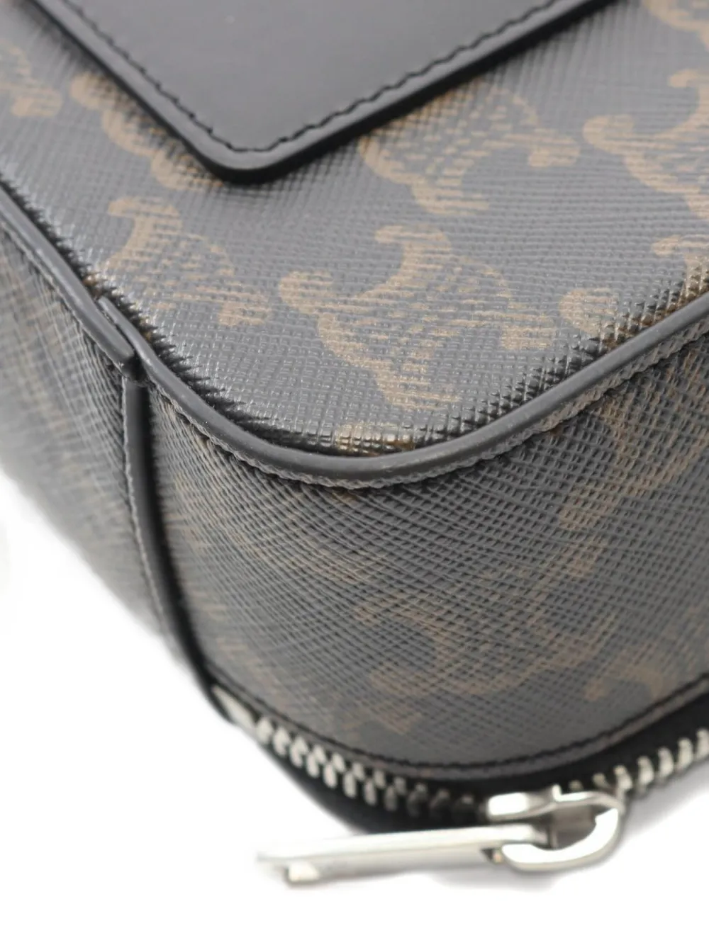 Pre-owned Celine 2010s Triomphe-pattern Shoulder Bag In Black
