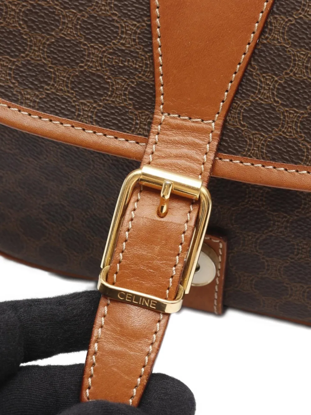 Pre-owned Celine 2000s Macadam Shoulder Bag In Brown