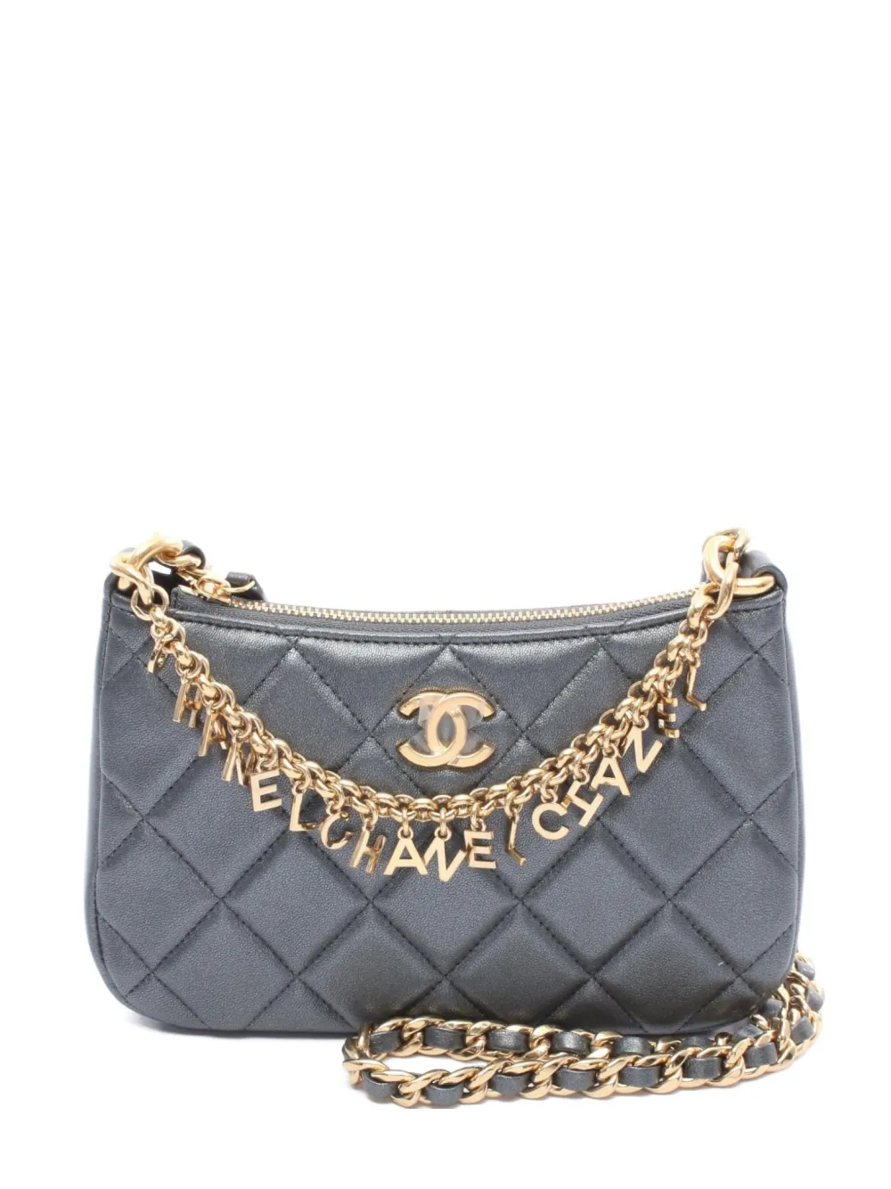 CHANEL Pre-Owned 2021 ロゴチャーム ショルダーバッグ - グレー CHANEL Pre-Owned 2021 ロゴチャーム ショルダーバッグ - グレー