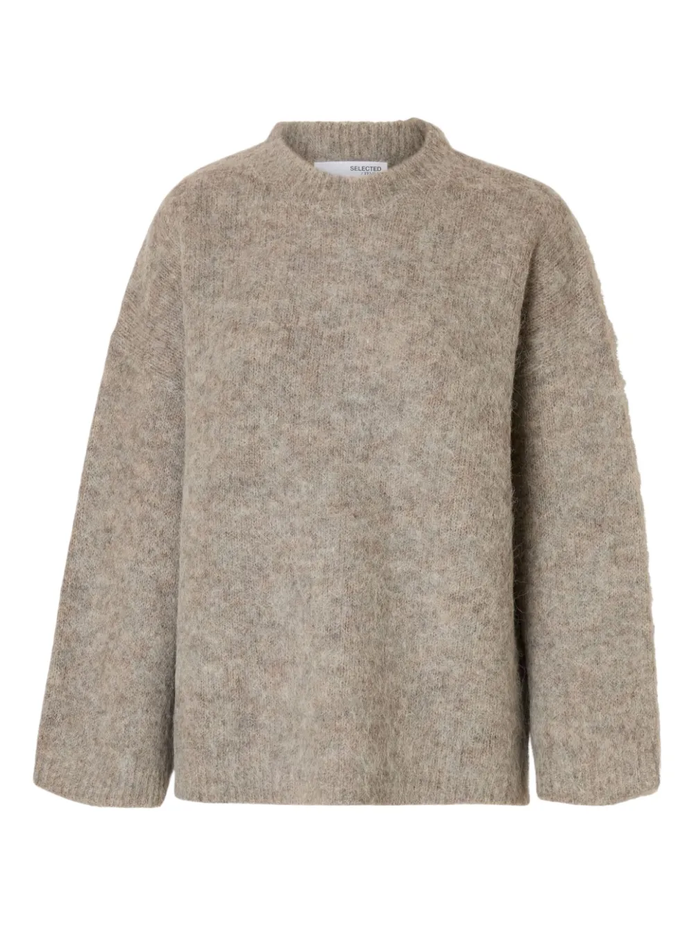 Selected Round-neck Sweater In Gray