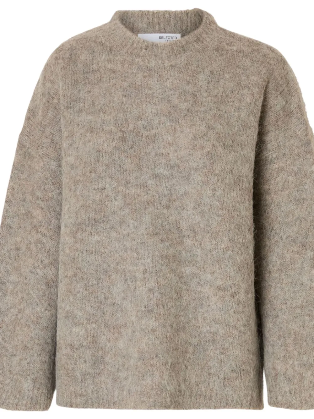 Selected Round-neck Sweater In Gray
