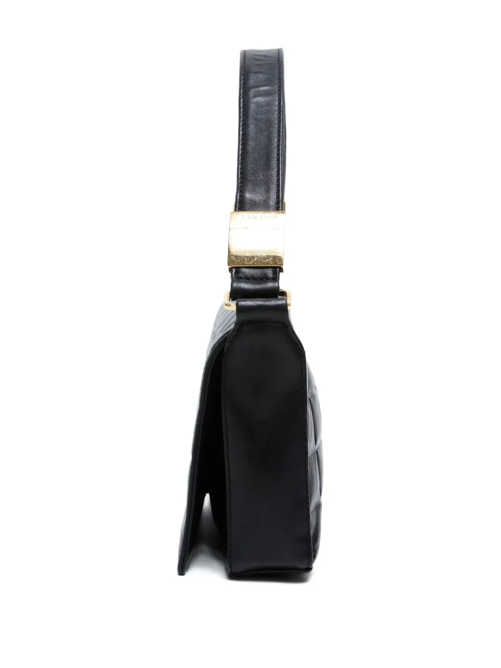 Pre-owned Chanel 2000-2002 Choco Bar Matelassé-quilting Shoulder Bag In Black