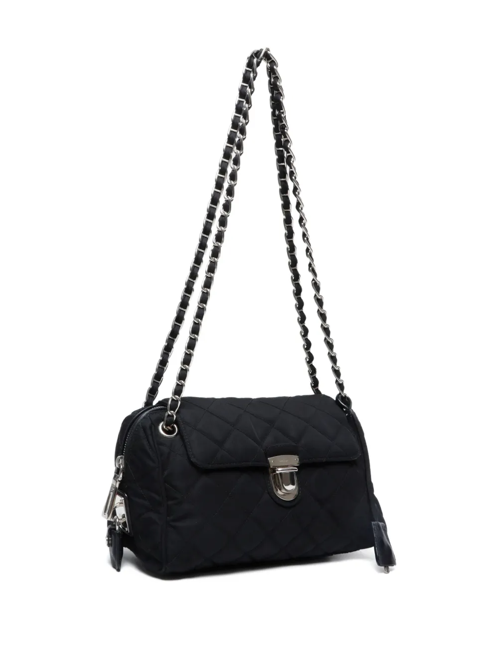 Pre-owned Prada 2000-2015 Quilted Chain Shoulder Bag In Black