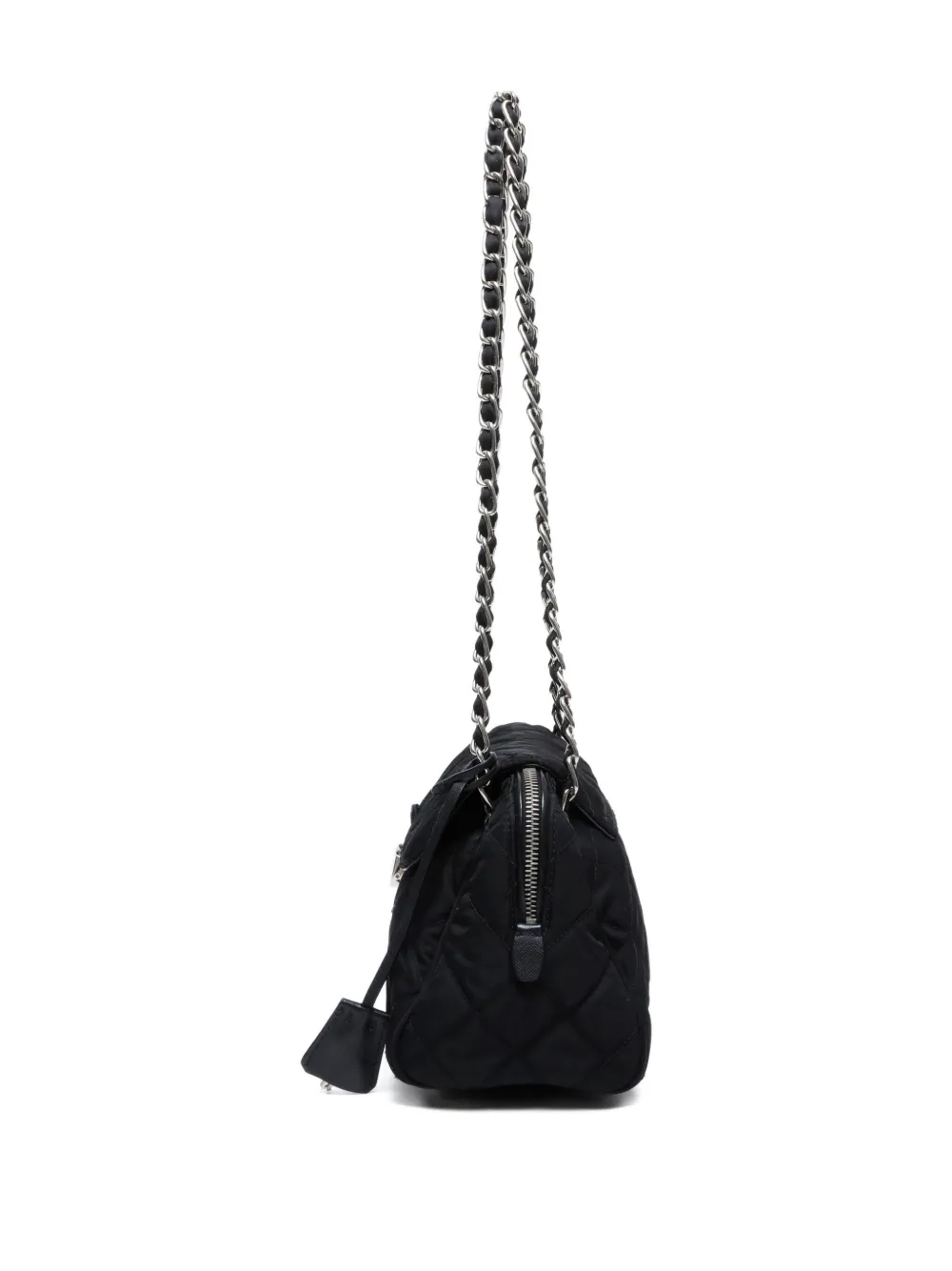 Pre-owned Prada 2000-2015 Quilted Chain Shoulder Bag In Black