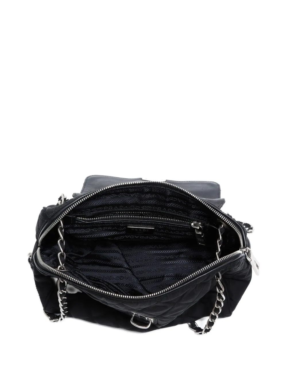 Pre-owned Prada 2000-2015 Quilted Chain Shoulder Bag In Black