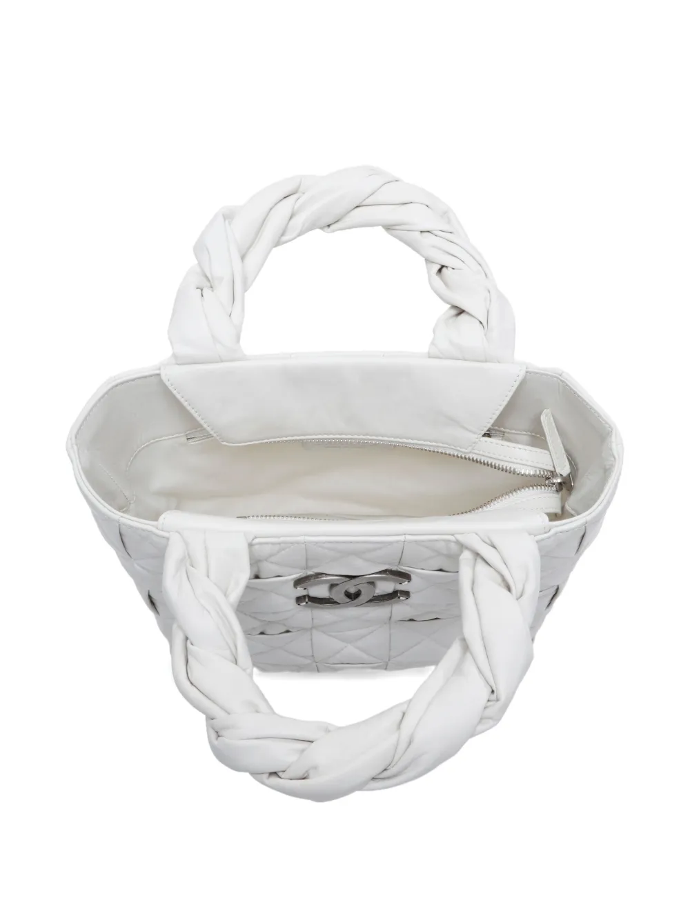Pre-owned Chanel 2005-2006 Cc-mark Braided-handle Handbag In White