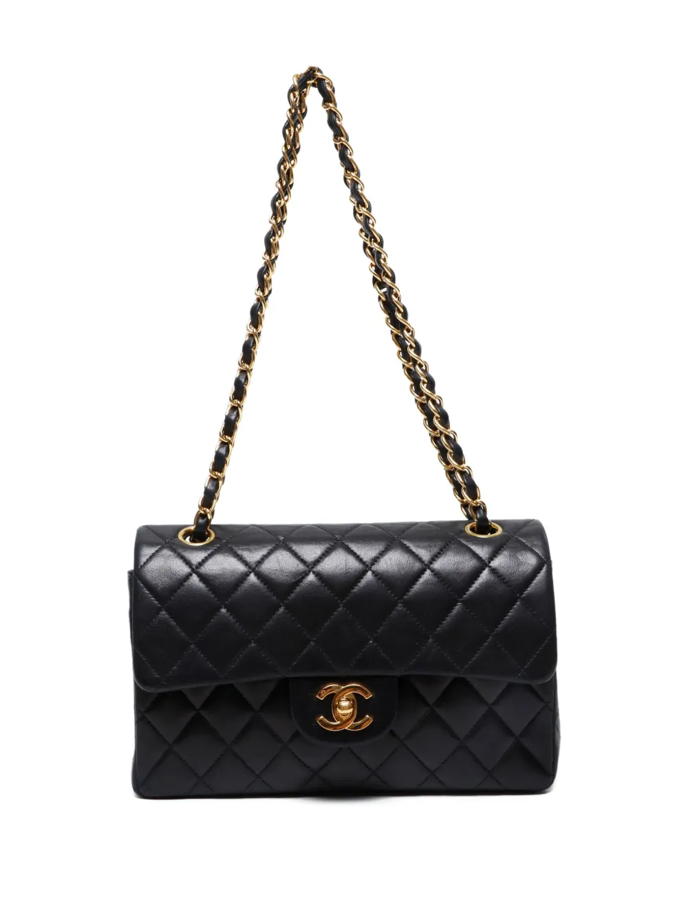 CHANEL Pre-Owned 2000-2002 Small Double Flap Shoulder Bag | Black
