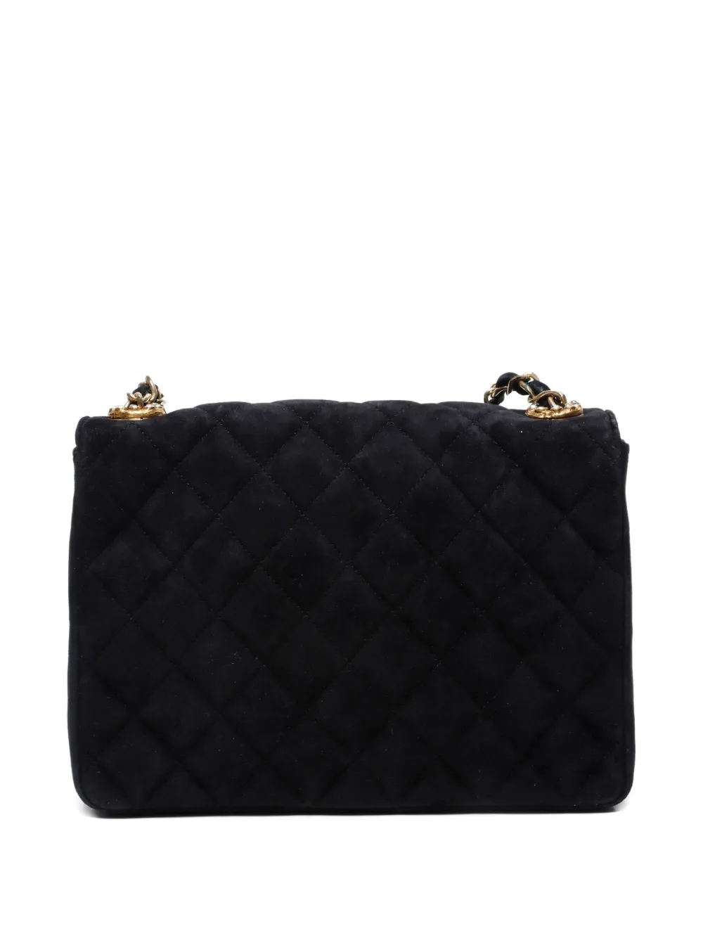 Pre-owned Chanel 1986-1989 Cc-mark Suede Flap Shoulder Bag In Black