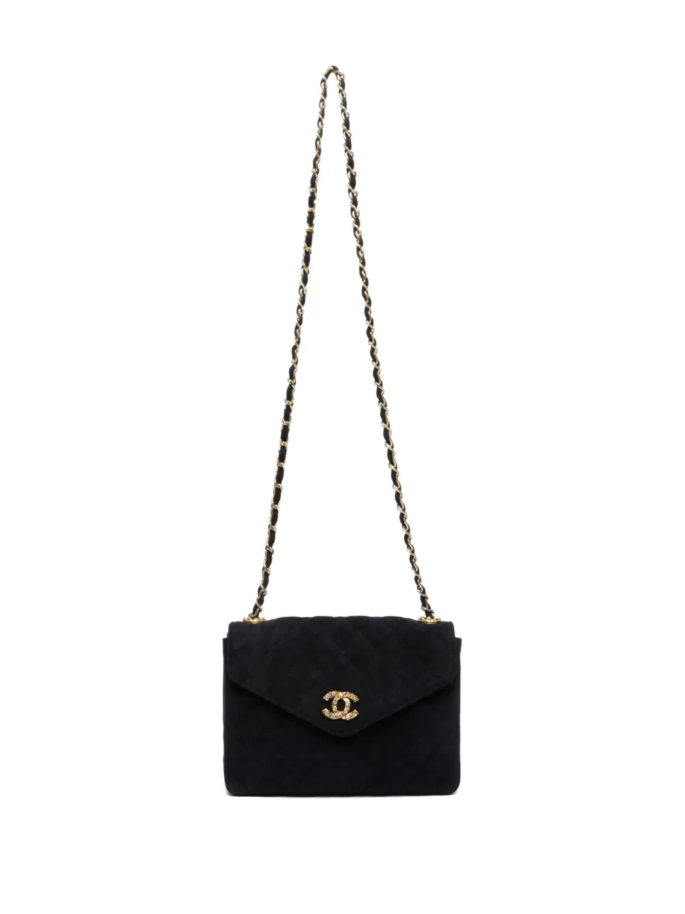 Pre-owned Chanel 1986-1989 Cc-mark Suede Flap Shoulder Bag In Black