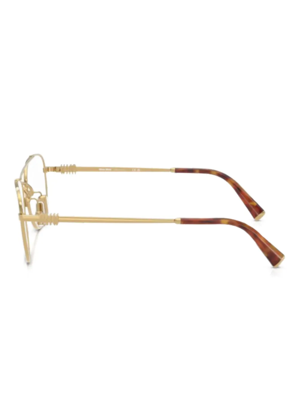 Miu Miu Double-bridge Rectangle Glasses In Gold