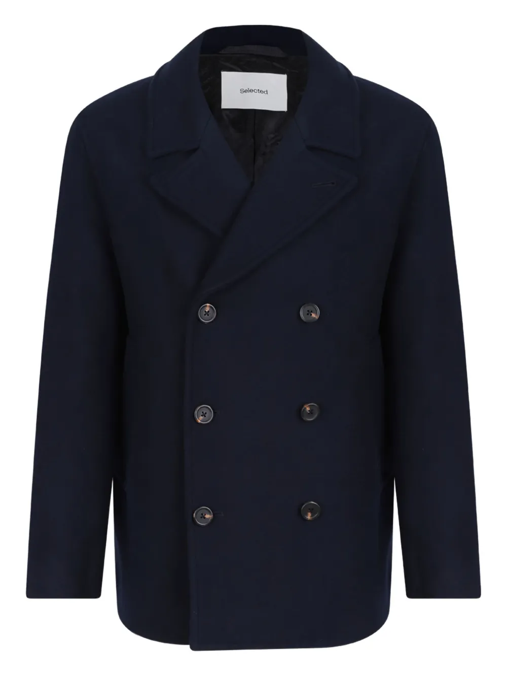 Selected Double-breasted Sky Captain Jacket In Blue