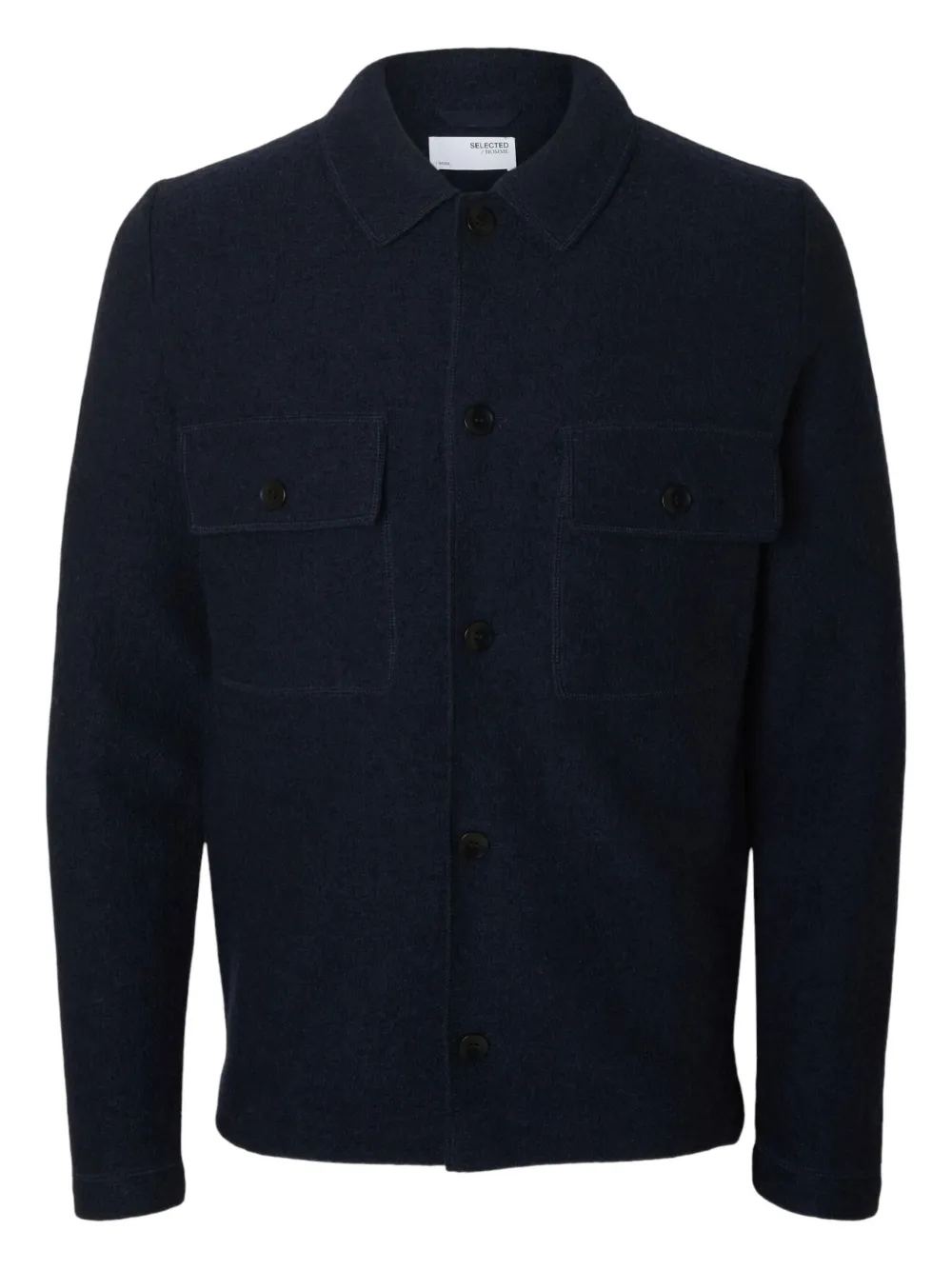 Selected Pocket Buttoned Overshirt In Blue
