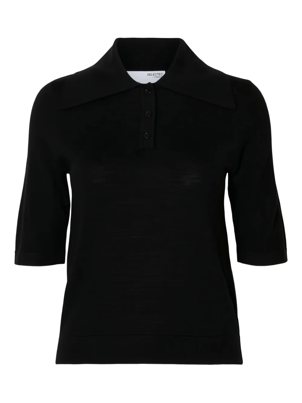 Selected Femme collared polo shirt | Black | Image 1