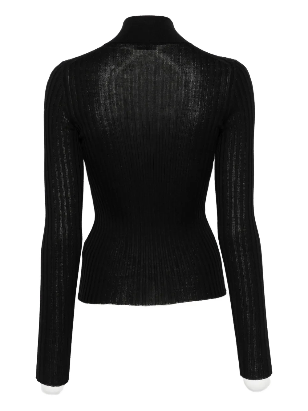 Mrz Zip-front Ribbed Sweater In Black