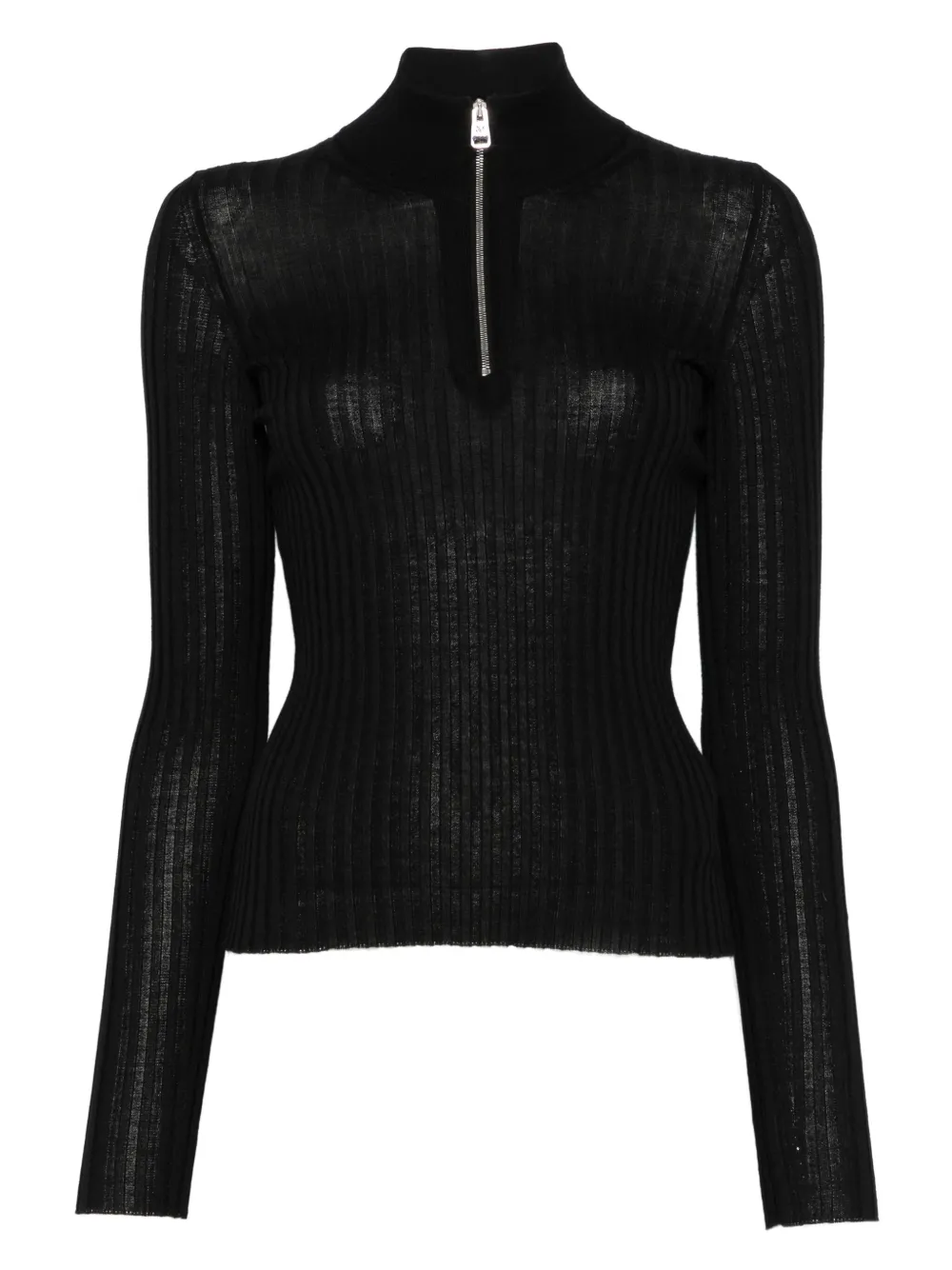 MRZ zip-front ribbed sweater | Black | Image 1