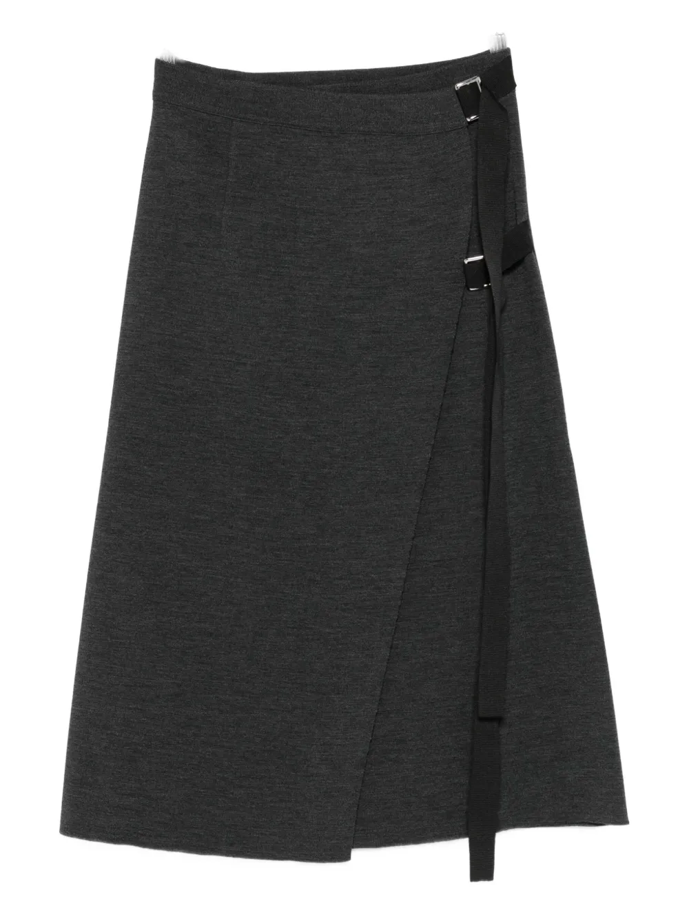 Mrz Buckle-fastening Wrap Midi Skirt In Gray