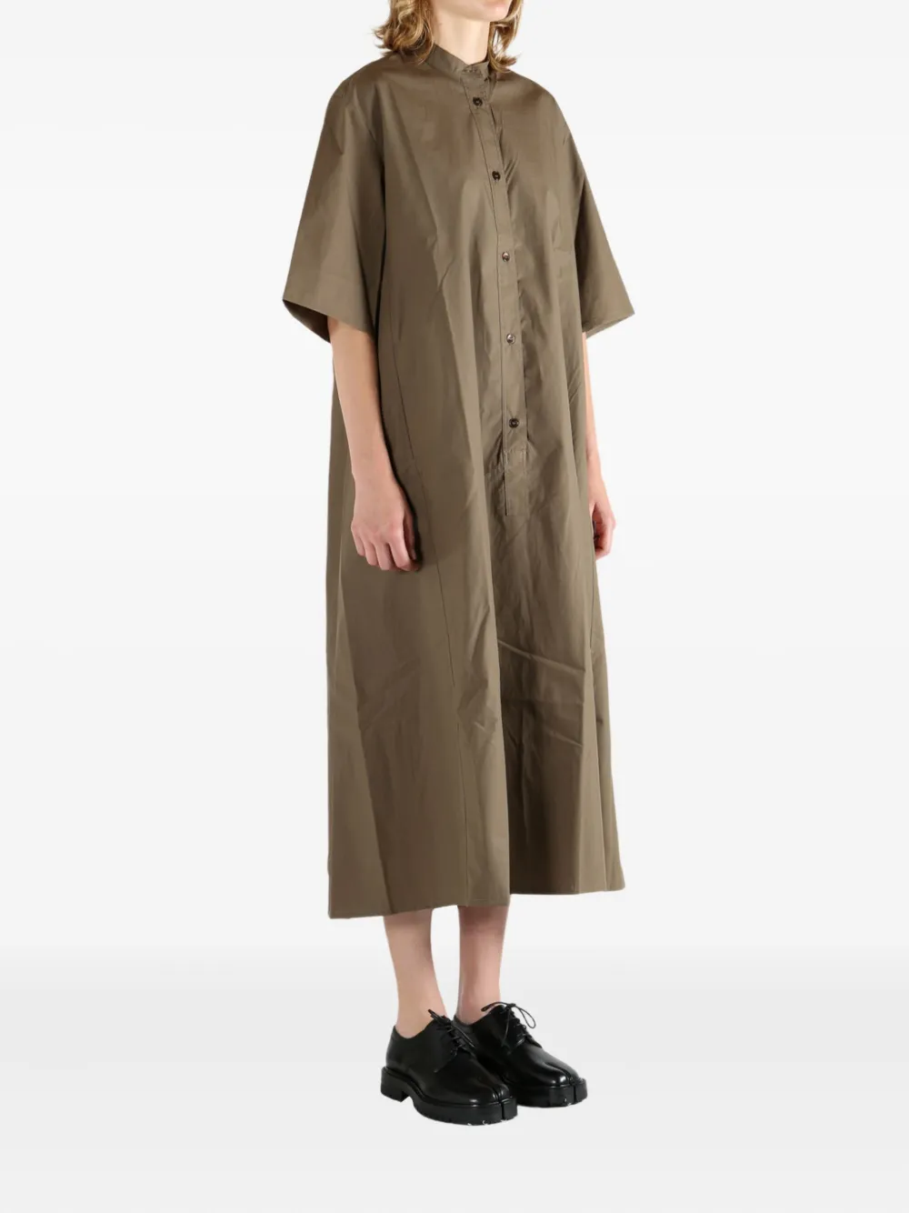 Studio Nicholson Button-front Midi Shirt Dress In Brown