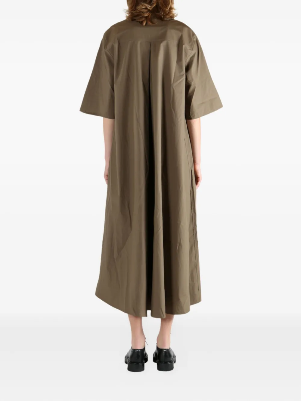 Studio Nicholson Button-front Midi Shirt Dress In Brown