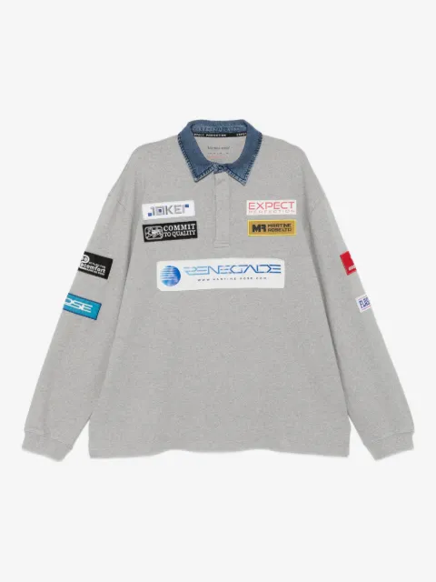 Martine Rose denim-collar logo-patch polo shirt 