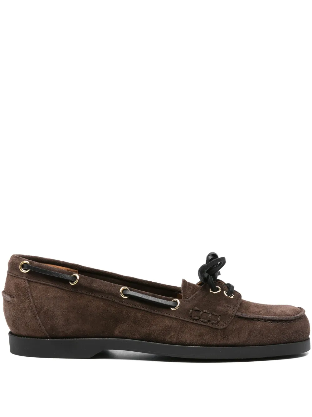 Atp Atelier Lace-up Suede Loafers In Brown