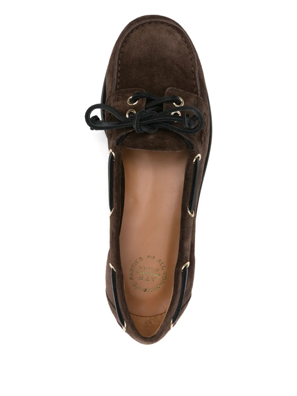 Atp Atelier Lace-up Suede Loafers In Brown