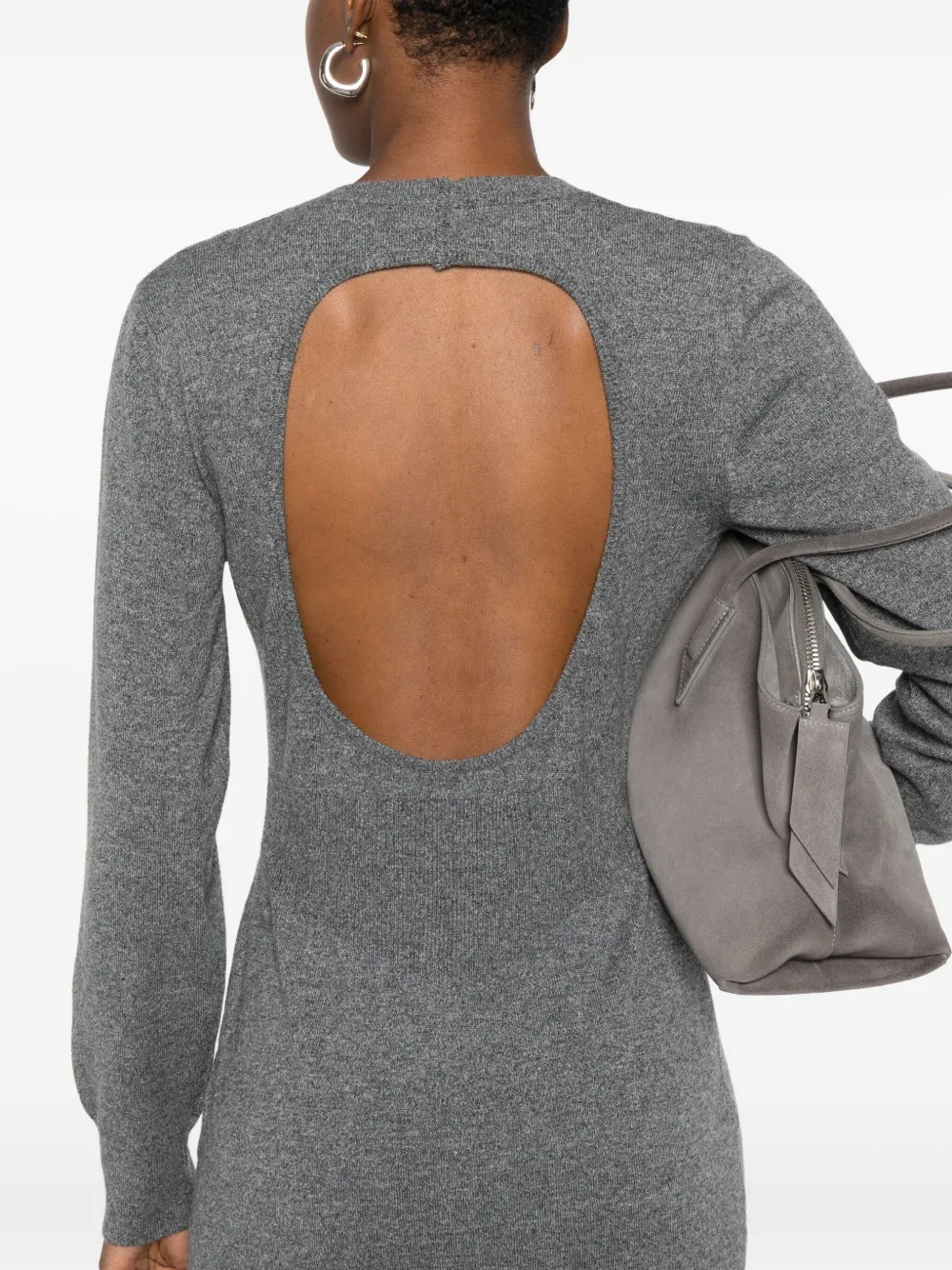 Givenchy Cashmere Midi Dress Featuring Open Back In Gray