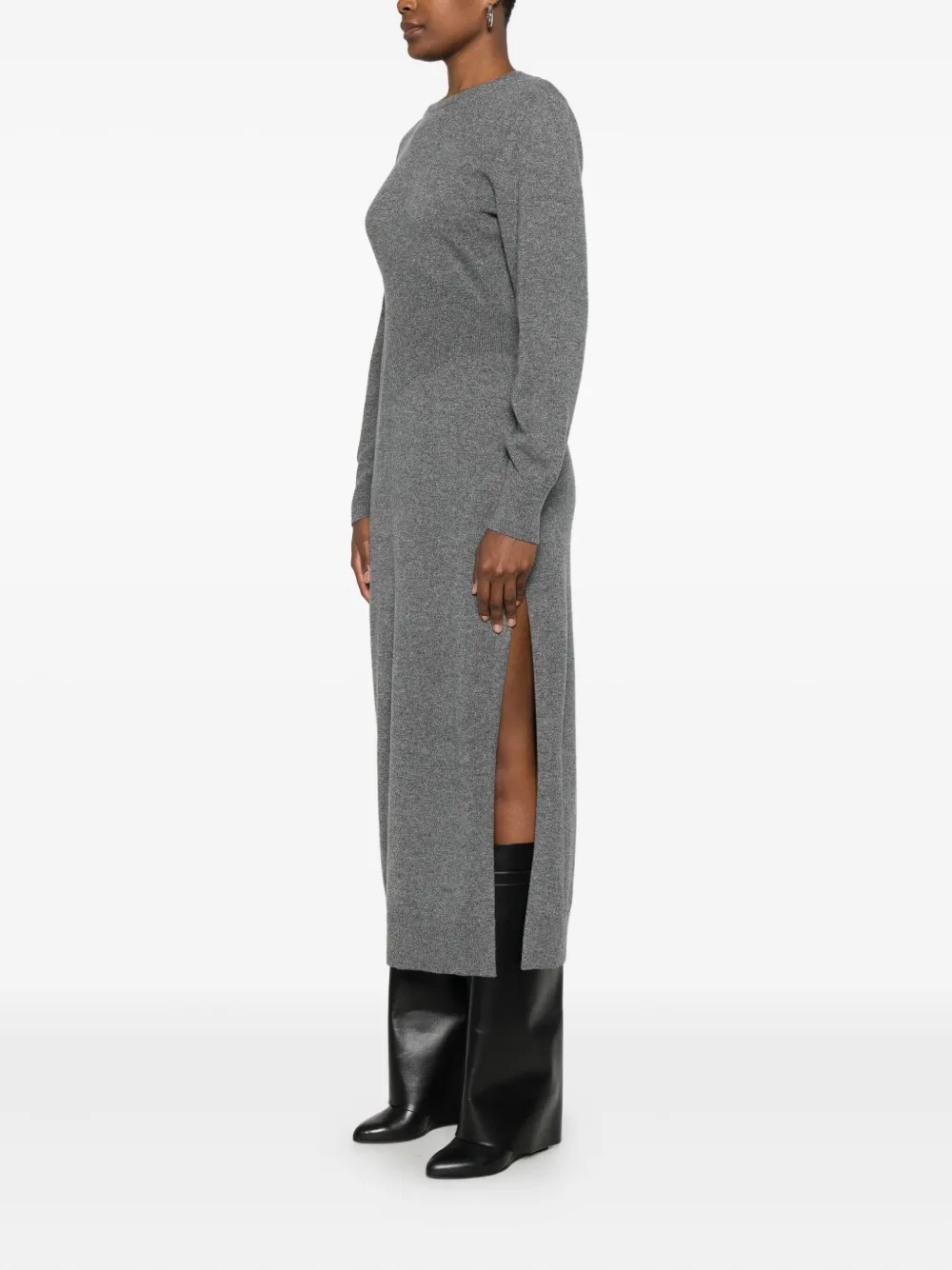 Givenchy Cashmere Midi Dress Featuring Open Back In Gray