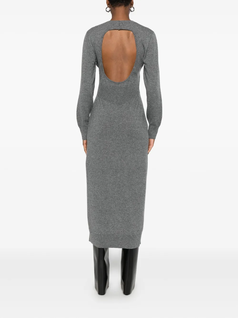 Givenchy Cashmere Midi Dress Featuring Open Back In Gray