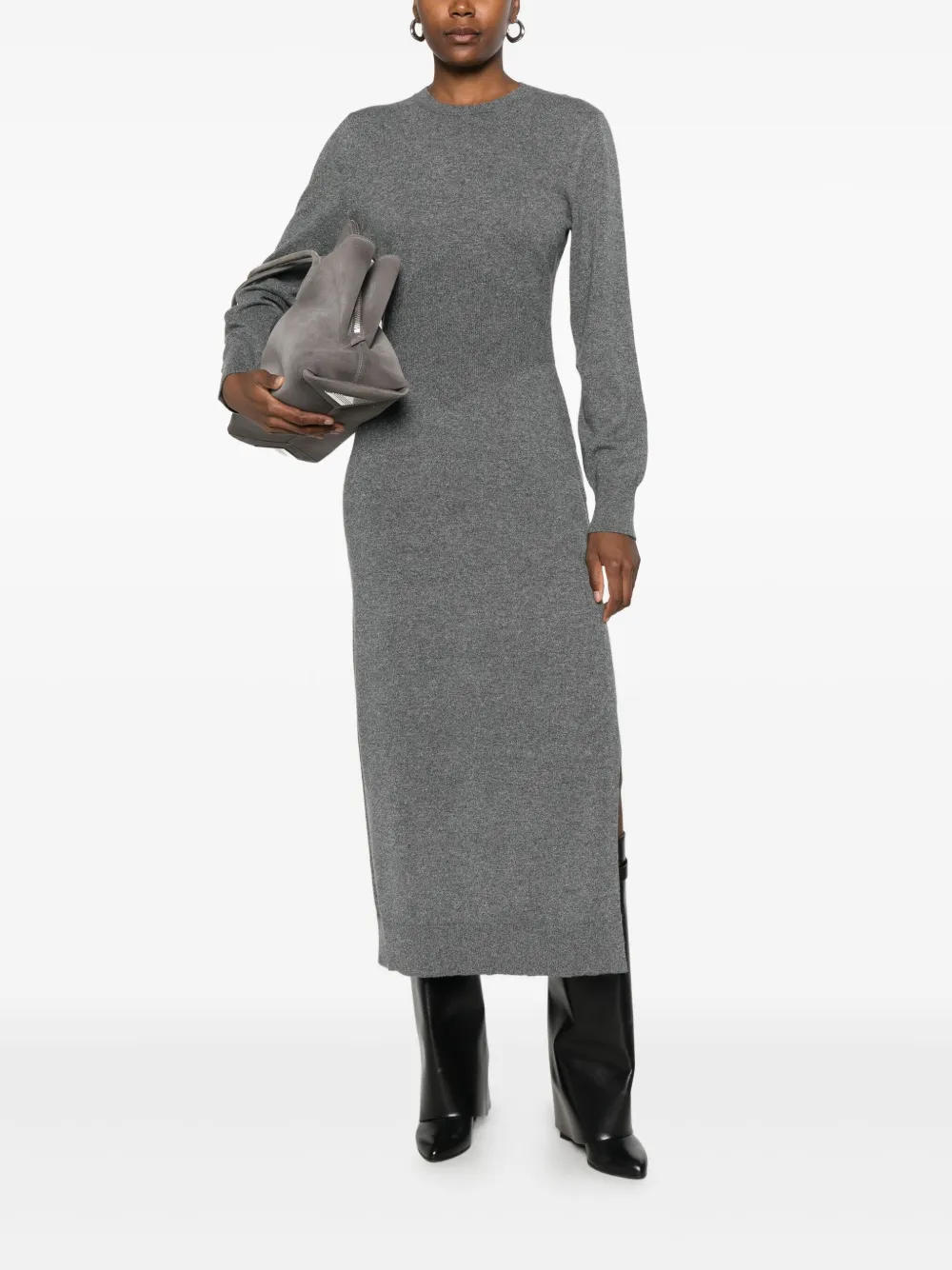 Givenchy Midi-jurk met lange mouwen en zijsplit - Grijs