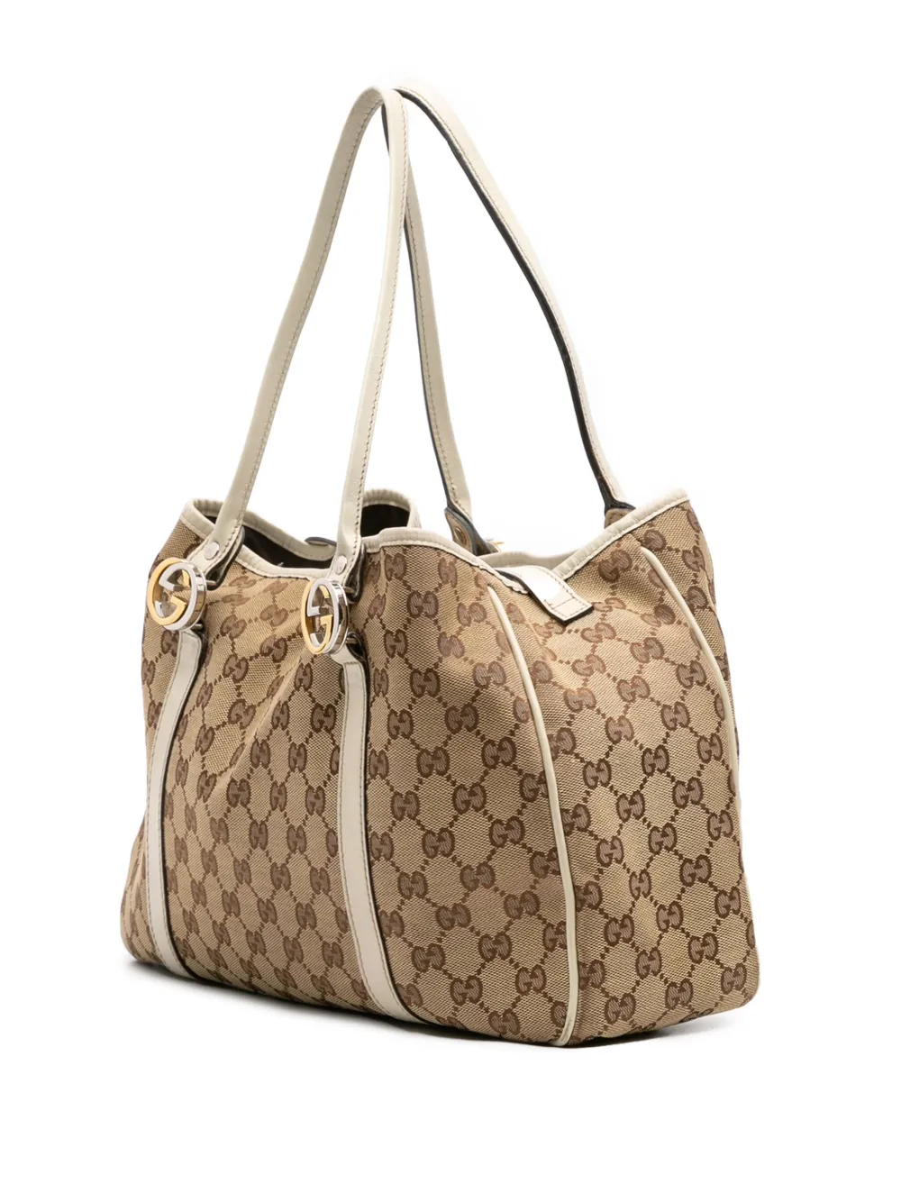 Pre-owned Gucci 2016-2025 Gg Canvas Twins Tote Bag In Brown