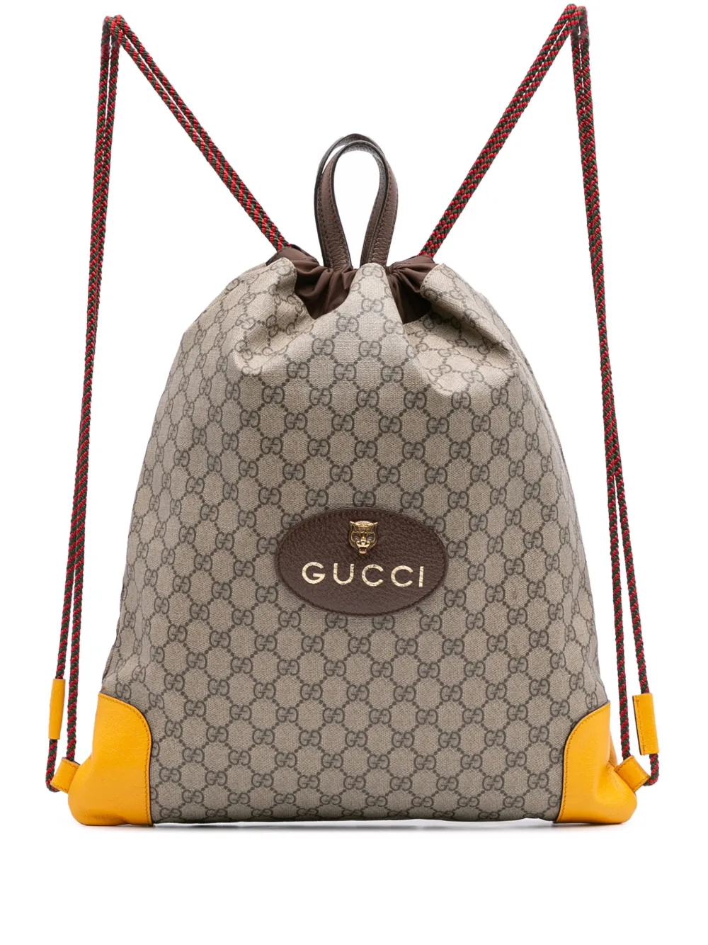 Pre-owned Gucci 2016-2025 Gg Supreme Animalier Backpack In Brown