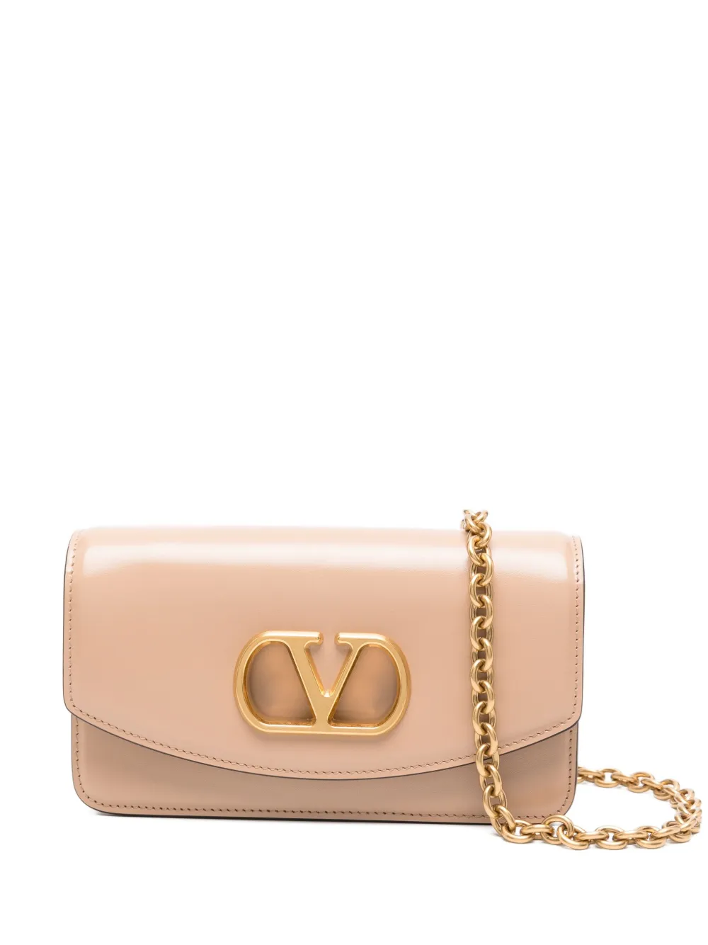 Valentino Garavani VLogo-signature leather shoulder bag Beige