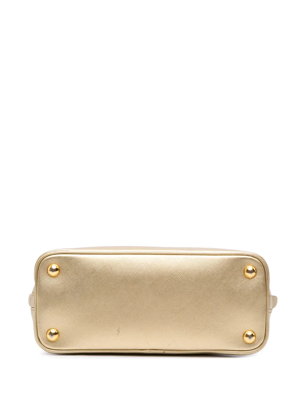 Pre-owned Prada 2010-2025 Small Saffiano Lux Promenade Satchel In Gold